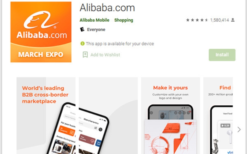 Tiến hành cài đặt ứng dụng Alibaba 