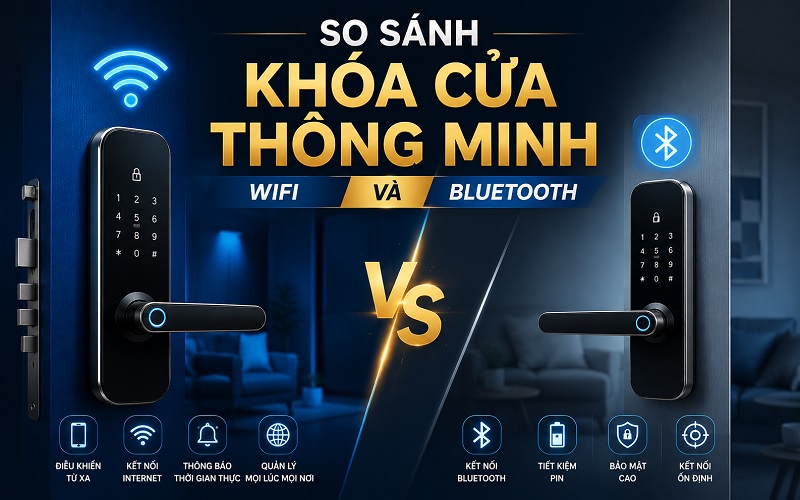 so sánh khóa cửa thông minh Wifi và Bluetooth